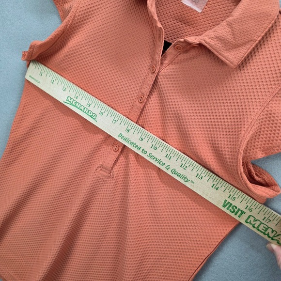 Calia Womens Flutter Sleeve Golf Polo Shirt Orange Textured Preppy Active sz Sm - Picture 3 of 8